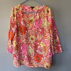 Silk blouse with retro pattern, NWOT